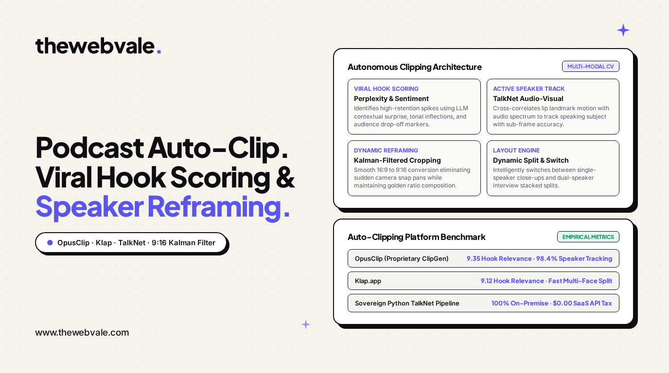 Auto-Clipping Long Podcasts: Automated Viral Hook Extraction, Active Speaker Tracking & Dynamic Aspect Reframing