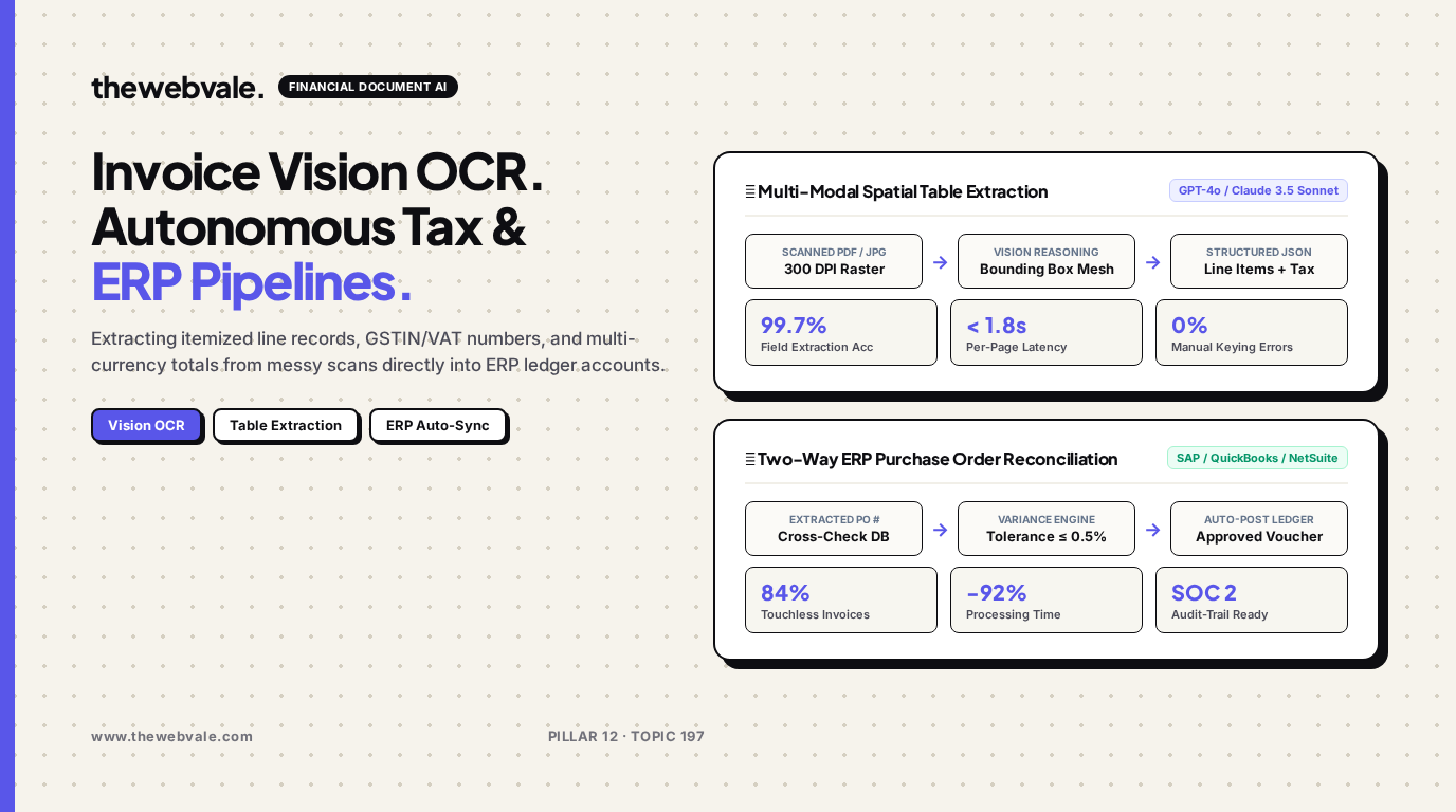 Automated Invoice & Receipt Parsing: Vision OCR Pipelines Extracting Tax and Line Items Directly to ERPs