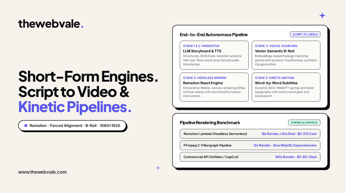 Automated Short-Form Video Engines: Script-to-Video Pipelines with Voiceover, Synthetic B-Roll & Kinetic Captions