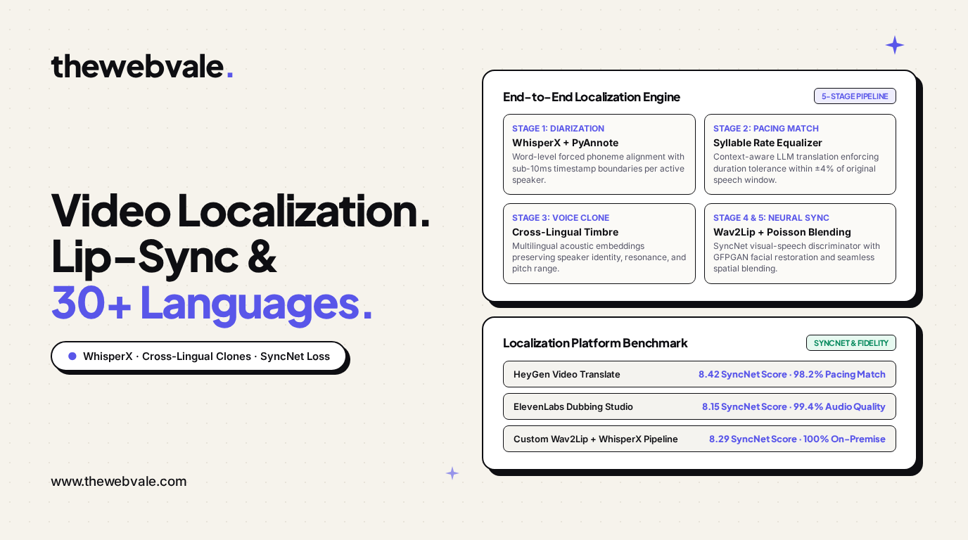 Automated Video Localization: End-to-End Pipeline for Lip-Sync Translation into 30+ Languages
