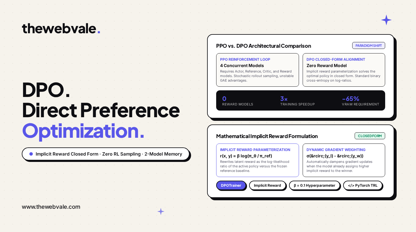 DPO Decoded: Direct Preference Optimization — Deriving Reference-Free Closed-Form Policy Alignment Without Reward Models