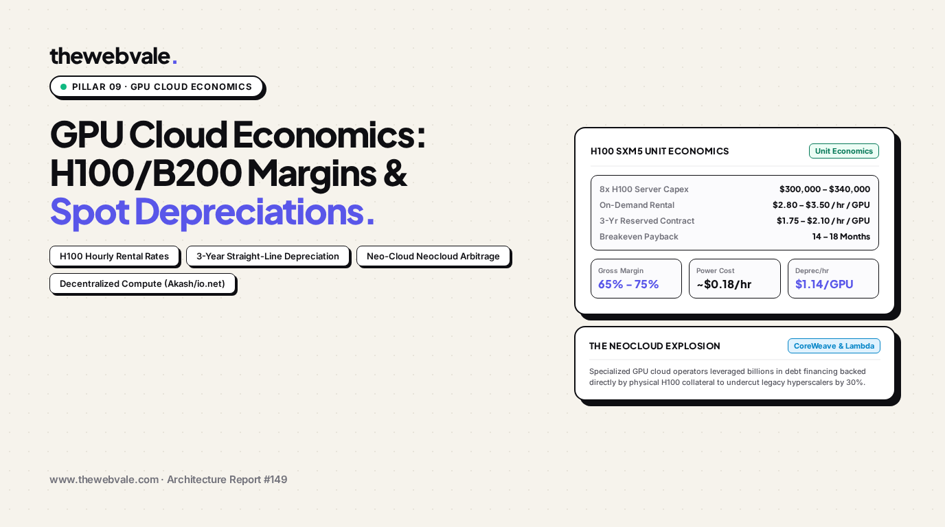 GPU Cloud Economics: Spot Pricing, H100/B200 Hourly Rental Margins, Depreciation & Decentralized Compute