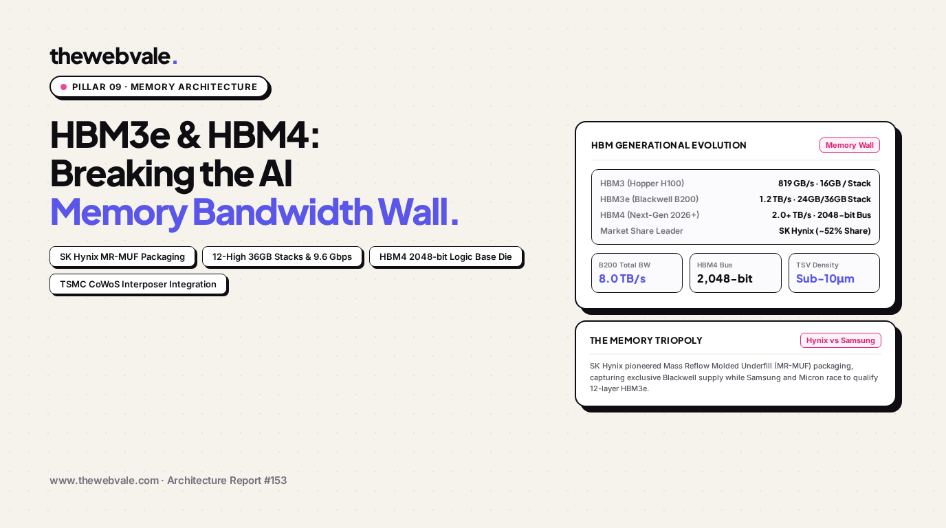 High Bandwidth Memory (HBM3e/HBM4): SK Hynix, Samsung, Micron & The Memory Bandwidth Wall