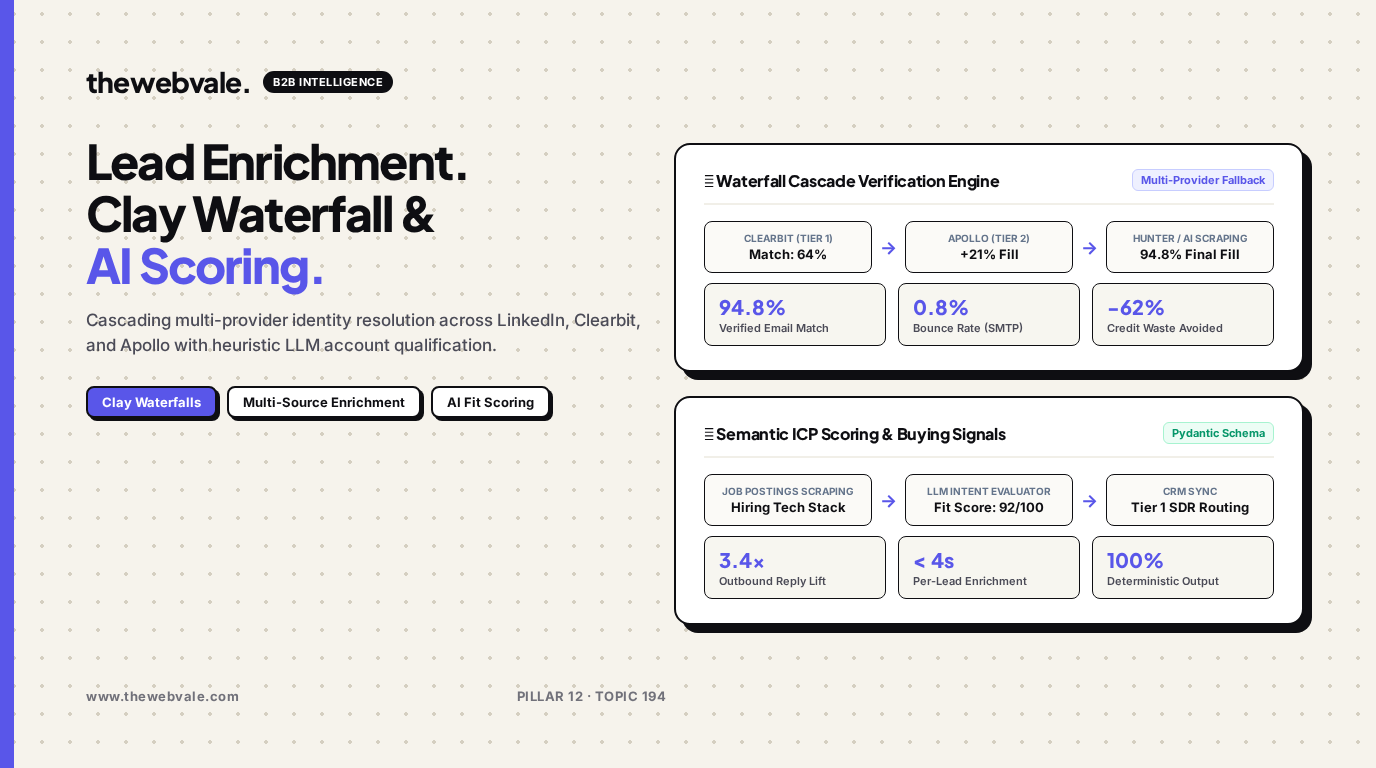 Lead Enrichment with Clay: Waterfall Enrichment Combining LinkedIn, Clearbit, and AI Scoring