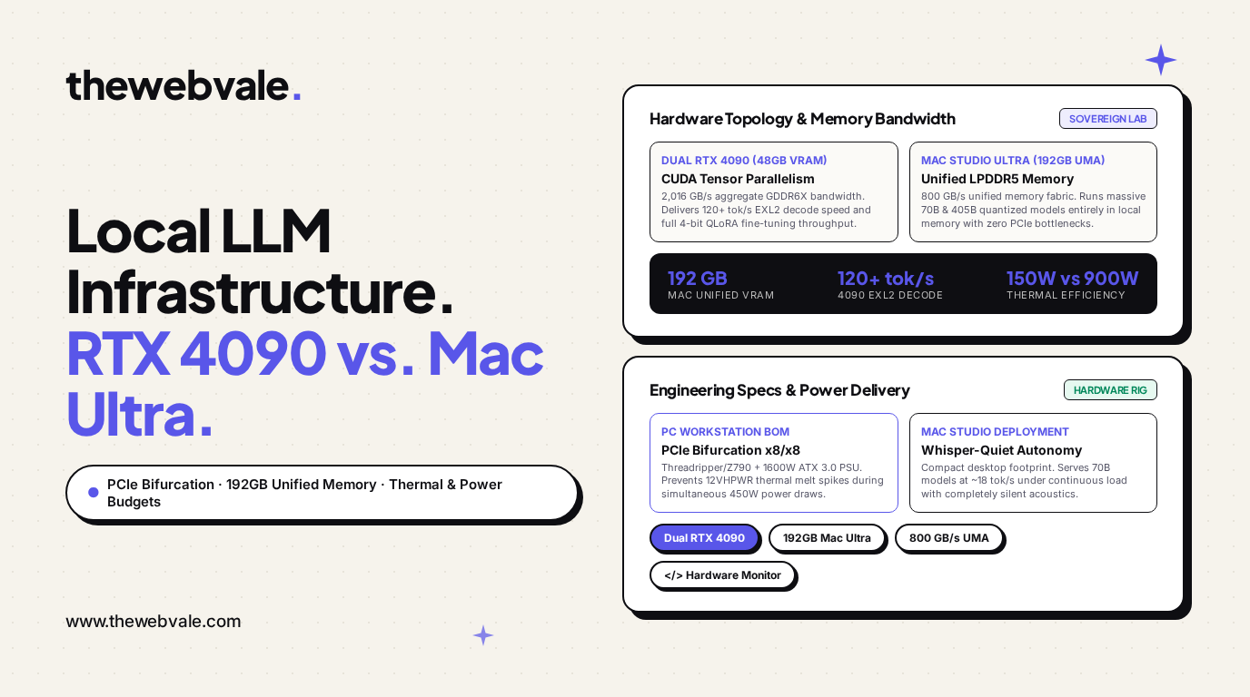 Local LLM Hardware Infrastructure: Engineering Sovereign Inference Rigs (Multi-RTX 4090 vs. Apple Mac Studio M2/M3 Ultra)