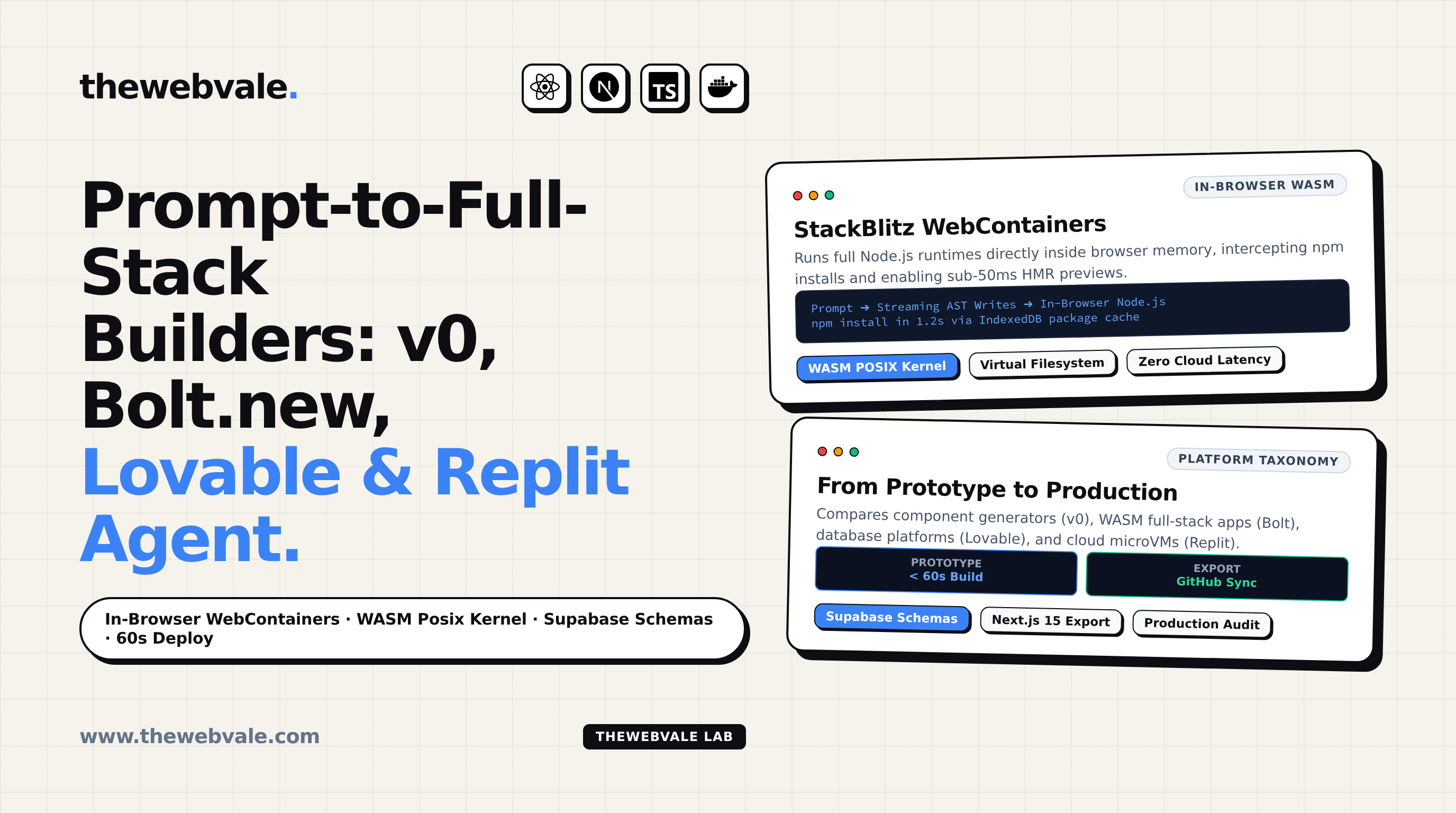 Prompt-to-Full-Stack Builders: v0.dev, Bolt.new, Lovable.dev, and Replit Agent