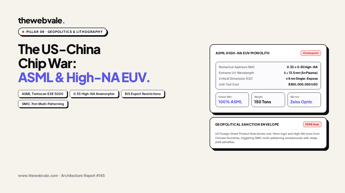 The US-China Chip War: ASML High-NA EUV Lithography Bans, TSMC Supply Chain & Export Restrictions