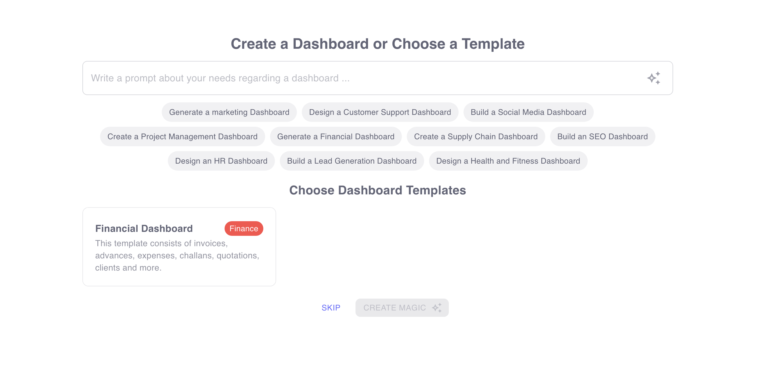 AI Dashboard Builder preview