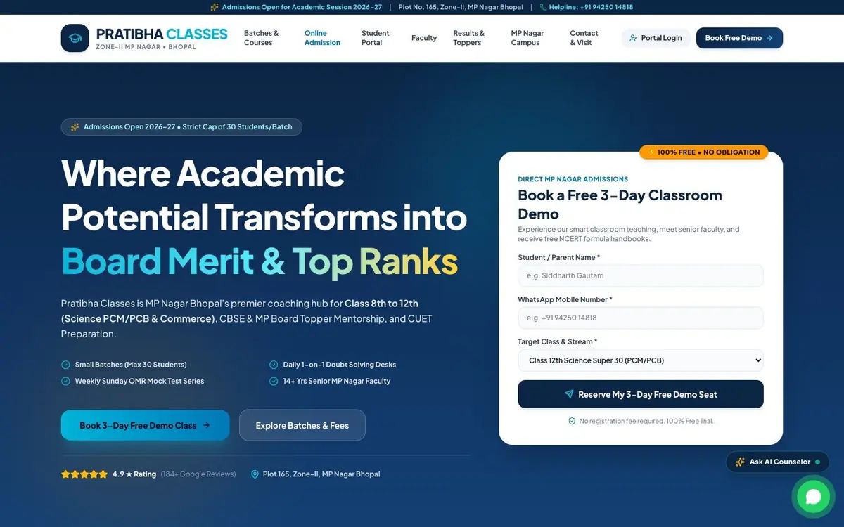 pratibha classes screenshot